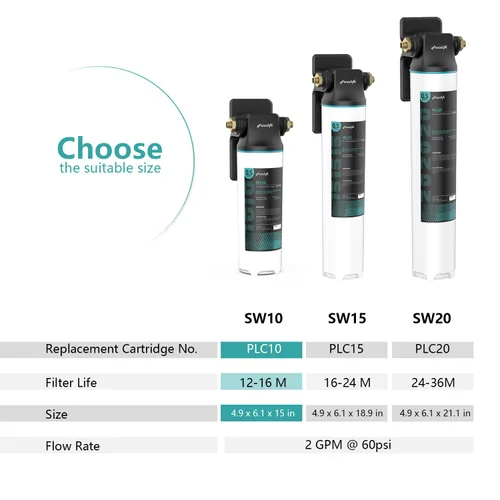 Miniatura 8 de Frizzlife SW10 - Sistema de filtro de agua para debajo del fregadero, certificado NSF/ANSI 53 y 42, reduce el 99,99% de plomo, cloro, mal sabor