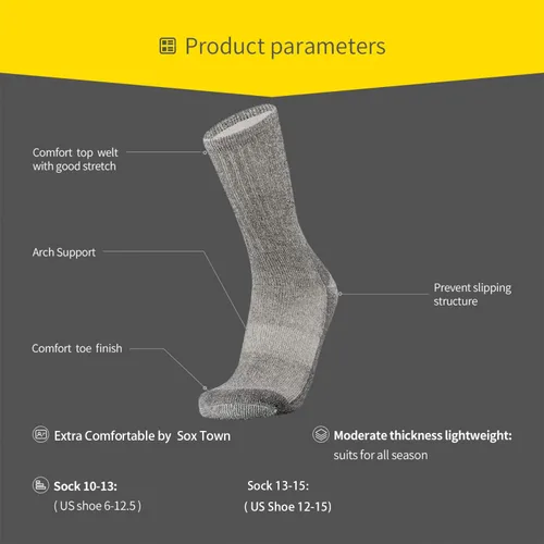 Miniatura 5 de SOX TOWN Calcetines de lana merino que absorben la humedad para exteriores senderismo senderismo calcetines para hombres paquete de 4