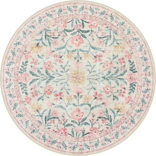 Miniatura 10 de Lahome - Alfombra redonda bóhema de color rosa claro de 4 pies, alfombras pequeñas circulares lavables para dormitorio de niños, alfombra circular