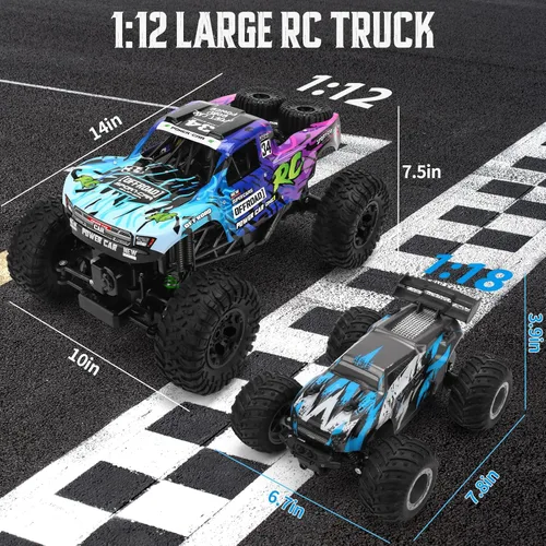 Miniatura 5 de Camión de control remoto, 1:12 4x4 Offroad impermeable, auto grande de control remoto anfibio, vehículo oruga de doble motor, juguetes monstruos