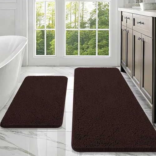 Miniatura 204 de OLANLY Juego de alfombras de baño de 2 piezas, alfombras de baño de chenilla suave y absorbente y alfombra de contorno en forma de U para inodoro