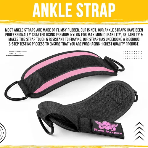 Miniatura 9 de Accesorio de cable de tobillo para gimnasio con correa ajustable, anillos en D dobles duraderos y diseño acolchado para ejercicios de glúteos