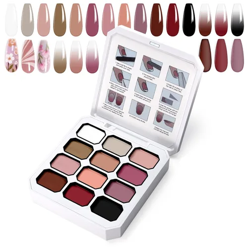 Miniatura 32 de Gel de Pintura con Degradado, 12 Colores Brillantes de Esmalte de Uñas en Gel Ombré para Uñas con Pigmento Pat Aura, Manicura Francesa DIY, Arte