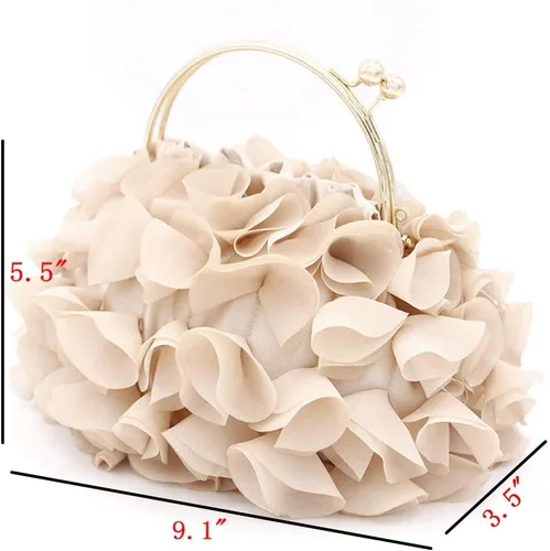 Miniatura 2 de Bolsos de mano florales para mujer, bolso de mano de satén para noche, fiesta, graduación, bolsos de novia