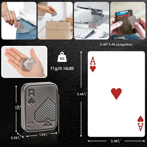 Miniatura 3 de Deslizador de Dedos, Carta de Póker de Metal, Clicker de Dedos, Juguetes de Dedos para Adultos, Alivian el Estrés, la Ansiedad, el TDAH, Regalo