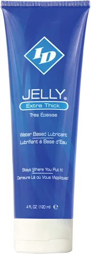 ID Jelly Gel lubricante personal a base de agua, fabricado en Estados Unidos por ID Lubricants para un lubricante más grueso que se mantiene donde