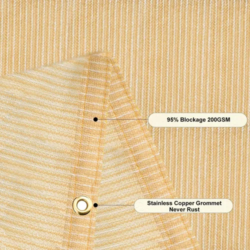 Miniatura 5 de 6' x 13' Beige Standard Size Sun Shade Sail – Heavy-Duty Reinforced Square Canopy (0810), UV-Blocking 260 GSM Fabric, Built for Strength, Style &