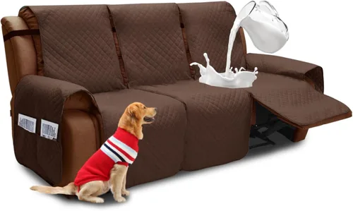 Miniatura 48 de XINEAGE Funda para Loveseat Reclinable Resistente al Agua, Fundas para Loveseat Reclinable de 2 Asientos con Bolsillos, Funda Protectora para Café