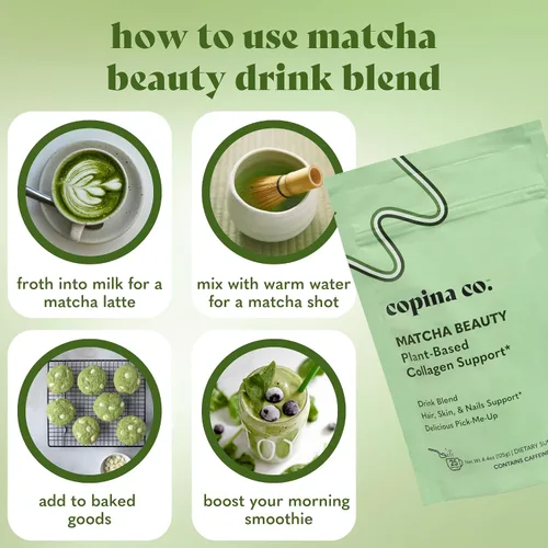 Miniatura 9 de Copina Co. Matcha Beauty - Mezcla de bebida vegana de colágeno potenciador: bebida vegana cremosa con soporte de colágeno a base de plantas, sabor
