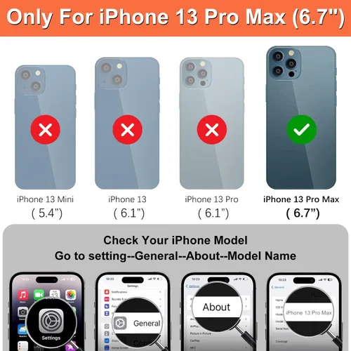 Miniatura 2 de iCoverCase Compatible con iPhone 13 Pro Max, funda magnética de piel auténtica con bloqueo RFID, correa para la muñeca y ranuras para tarjetas, Rojo