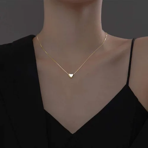 Miniatura 5 de SLUYNZ Collar con colgante de corazón de plata de ley 925 genuina para mujer, gargantilla simple y dulce corazón