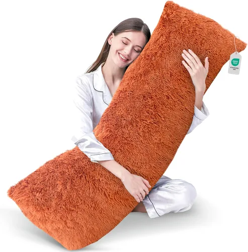 Miniatura 11 de Cheer Collection Almohada larga para el cuerpo, almohada larga suave y mullida para sofá y cama, almohada de felpa para dormir de lado, almohada
