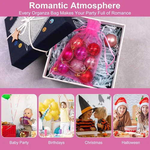 Miniatura 5 de 100 unidades 4 x 6 pulgadas sheer cordón organza bolsas Sumdirect joyería, bodas y fiestas de navidad favor bolsas de regalo, Hot Pink, 4 x 6 Rosa