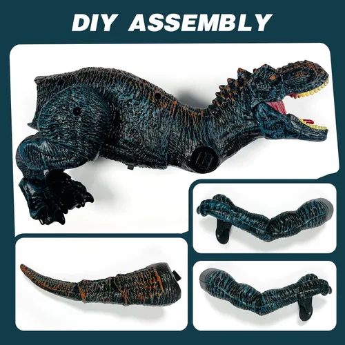 Miniatura 6 de Sunrad Juguetes de dinosaurio a control remoto para niños de 3-5, 4, 7, 8 a 12 años, robot electrónico a control remoto con aerosol, luz y rugido