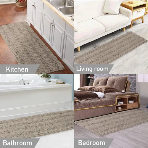 Miniatura 7 de Turquoize Paquete de alfombra de baño de chenilla, alfombra de baño de 59 x 20 pulgadas y juego de alfombras de baño de 32 x 20 pulgadas/20 x 20