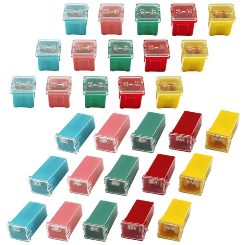 Miniatura 6 de Taiss - Juego de 30 fusibles en forma de caja, fusibles automotrices de perfil alto/estándar y bajo, fusibles automotrices de 20 A, 30 A, 40 A, 50