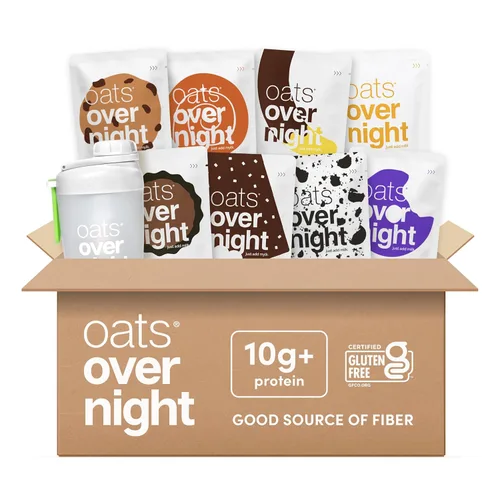 Oats Overnight Paquete variado de postres – Batido de proteína de desayuno alto en proteínas, alto en fibra, sin gluten, avena con proteína sin OMG,