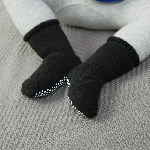 Miniatura 3 de VWU - Medias de altura media con antideslizante, de algodón grueso y cálido, unisex, talla 0-6T, paquete de 6 pares