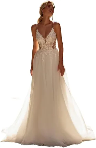 Miniatura 50 de Vestido de novia formal sin tirantes con encaje, largo de sirena para mujer 2019 WD162