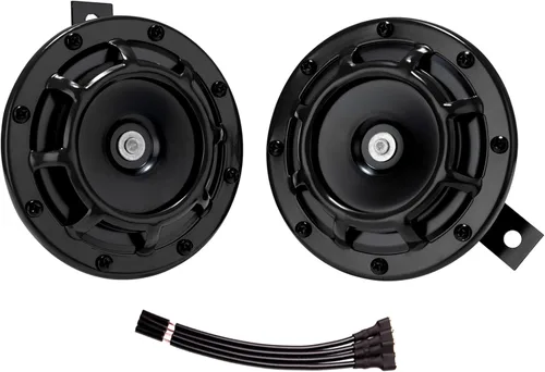 Bocina eléctrica para coche, 12 V, súper fuerte, tono alto/bajo, kit de bocinas dobles de metal con rejilla protectora, 2 bocinas 003399801, montaje