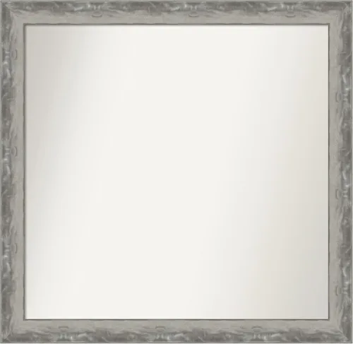 Miniatura 543 de Amanti Art Espejo de baño plateado para sobre el fregadero, 24 x 24 pulgadas, espejo cuadrado de peltre forjado a medida, marco de madera casual