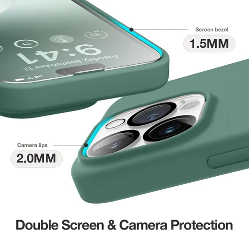 Miniatura 182 de GONEZ Funda de silicona para iPhone 15 Pro Max, compatible con Magsafe, protector de cámara + protector de pantalla, forro de microfibra suave