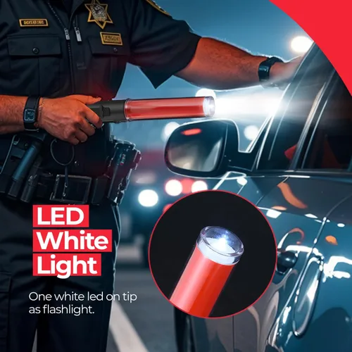 Miniatura 5 de Paquete de 2 varitas de tráfico recargables, luz de bastón de control de tráfico de 10 pulgadas con 3 modos de parpadeo y 1 LED blanco en la parte