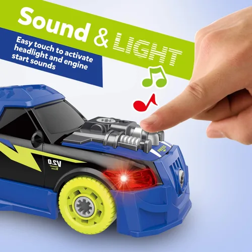 Miniatura 4 de Coogam Auto de carreras desmontable con herramienta de destornillador eléctrico, juguete de habilidad motora fina, juego de construcción