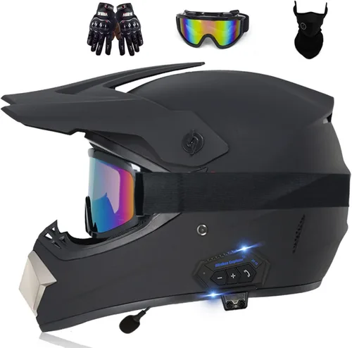 Miniatura 9 de Casco de motocross Bluetooth para adultos, casco de motocross, aprobado por DOT/ECE, perfecto para motocicletas de motocross, motos de cross, ATV