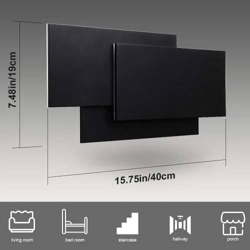 Miniatura 2 de Ralbay Aplique de pared LED moderno de 15.75"/36W para interiores, luz de montaje en pared negro mate para sala de estar, dormitorio, escalera