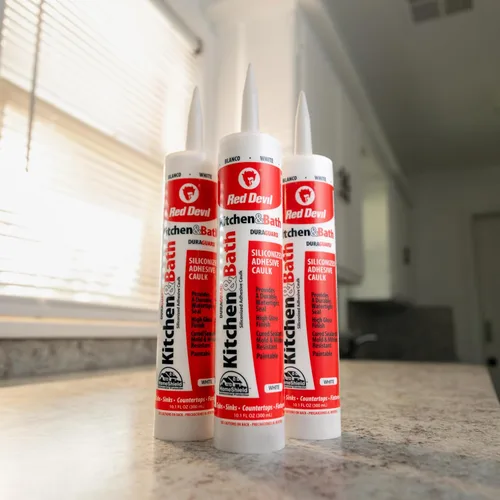 Miniatura 3 de Red Devil 0406 Masilla y sellador acrílico de silicona, 100% impermeable, pintable, masilla blanca para cocina, baño, ventana, con Duraguard, 5.5