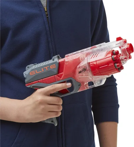 Miniatura 2 de NERF Elite Disrupter Blaster - Tambor giratorio de 6 dardos, Slam Fire, rojo translúcido (exclusivo de Amazon)