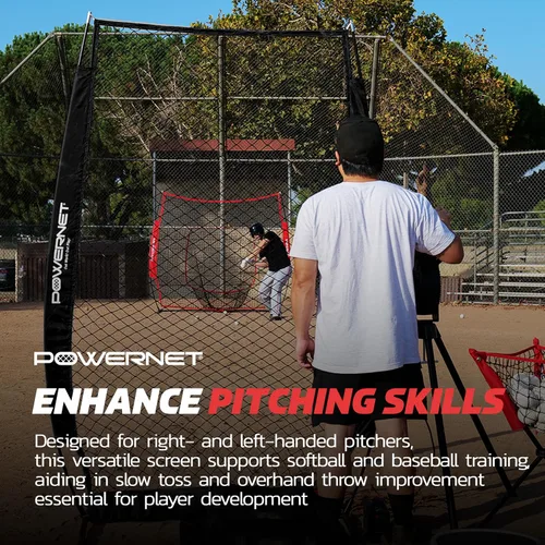 Miniatura 4 de PowerNet Baseball Training Equipment Baseball Net, Portable Softball Batting Practice Pitching Screen, 7-FT I-Screen or A-Frame Pitching Net