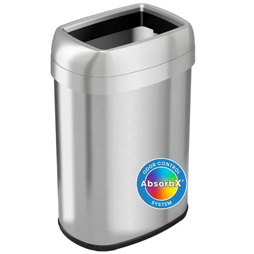 Miniatura 13 de iTouchless Bote de basura ovalado de 16 galones con tapa abierta y cubo de reciclaje con filtros de olor duales AbsorbX, ahorro de espacio, gran