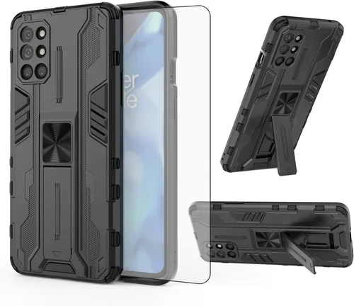 Asuwish Funda para teléfono OnePlus 8T OnePlus8T Plus 9R 5G con protector de pantalla de vidrio templado y Slim Stand Cell One Plus8T5G On + 1 Plus