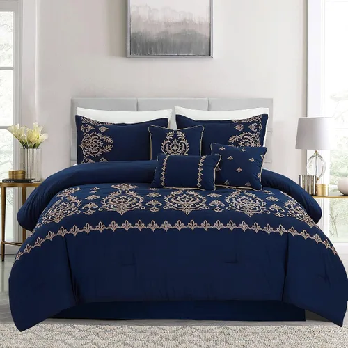Miniatura 9 de MERRY HOME Juego de edredón de cama – Juego de edredón de tamaño King (14.11 oz/m²), juego de edredón de 7 piezas suave y cómodo para todas las Gris