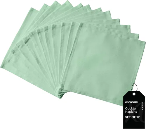Miniatura 23 de Encasa XO Cocktail Cloth Napkins Set of 12 Pure Cotton Table Napkin Size (9"x9") B Grey Solid Machine Washable