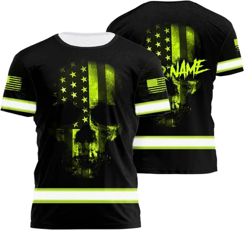 Miniatura 20 de Camisa de alta visibilidad para hombre, camisas de seguridad reflectantes con nombre personalizado para patriota, patriótico, veterano, militar