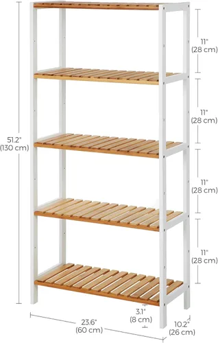 Miniatura 3 de SONGMICS Estantería de almacenamiento de bambú, estantería de 5 niveles, multifuncional, en la entrada, baño, sala de estar, balcón, cocina, 10.2 x