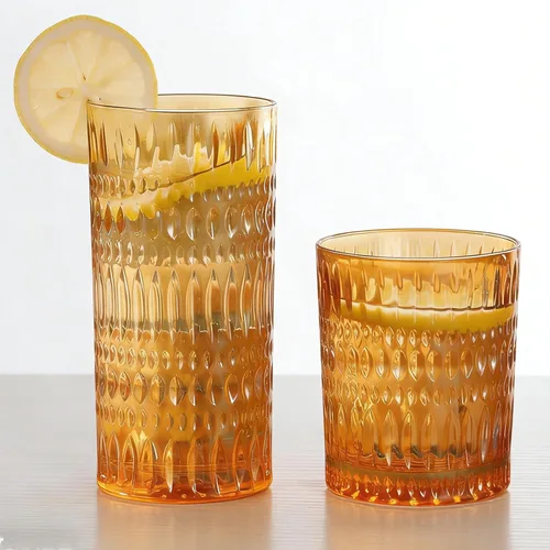 Miniatura 10 de Loivttvv Juego de vasos de cristalería de 8 piezas, vasos altos de 14 oz / 414.03 ml y vasos de vidrio acanalados de 10 oz / 295.74 ml, cristalería