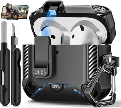 Miniatura 22 de Funda para AirPods Pro de 2 generación con soporte para teléfono, diseño de interruptor automático de protección completa contra caídas con kit