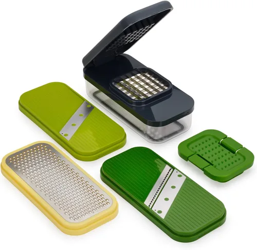 Joseph Joseph Multi-Prep - Juego multifuncional compacto 4 en 1, picador y cortador de verduras de cocina, rallador de queso, rebanador de verduras