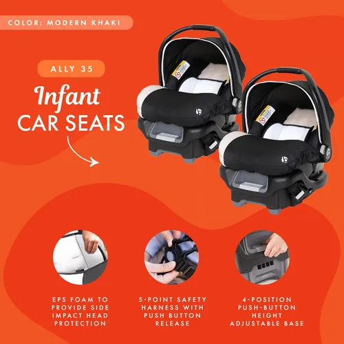 Miniatura 2 de Baby Trend Ally - Sistema de transporte de asiento de automóvil para bebé recién nacido con arnés y funda extra acogedora para bebés de hasta 35