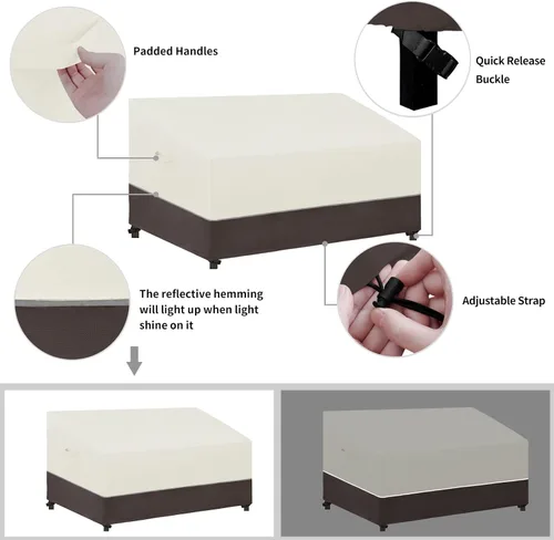 Miniatura 5 de Easy-Going Funda para silla de patio, resistente a los rayos UV, bicolor, impermeable, para muebles de exterior, con dobladillo reflectante