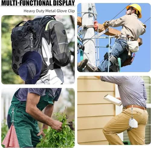 Miniatura 5 de MELOTOUGH Pinza de guante de metal para guantes de trabajo, clips de guantes de acero resistente para tácticas, esquí, campamento, actividades al