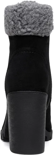 Miniatura 5 de DREAM PAIRS Botas con cordones para mujer, tacón alto grueso, botines