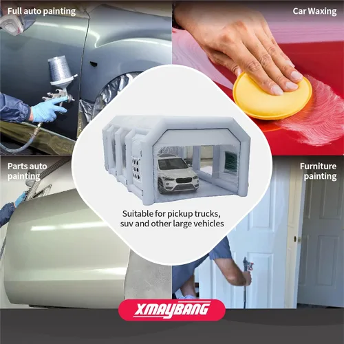 Miniatura 4 de Xmaybang Cabina de pulverización inflable de 26 x 15 x 10 pies, cabina de pintura automática portátil con sistema de filtración, adecuada para autos