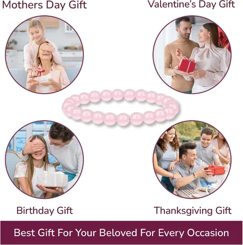 Miniatura 6 de Crystal Vibe Pulseras de cuentas de 0.315 in para mujeres y hombres, pulseras de cristal con piedras preciosas naturales, tamaño elástico ajustable