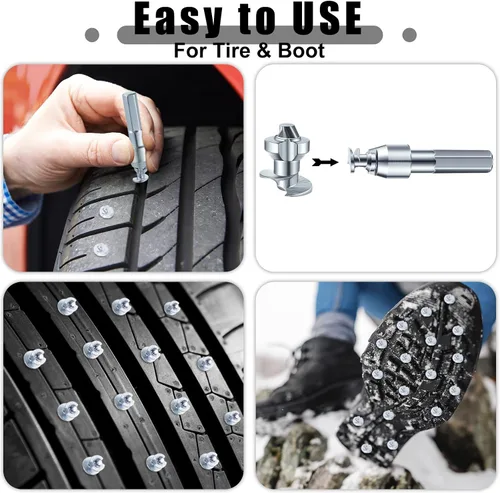 Miniatura 3 de Frienda 181 púas de carburo para neumáticos de camión, pernos de nieve para neumáticos y motos de nieve - 0.276 x 0.390 in con herramienta