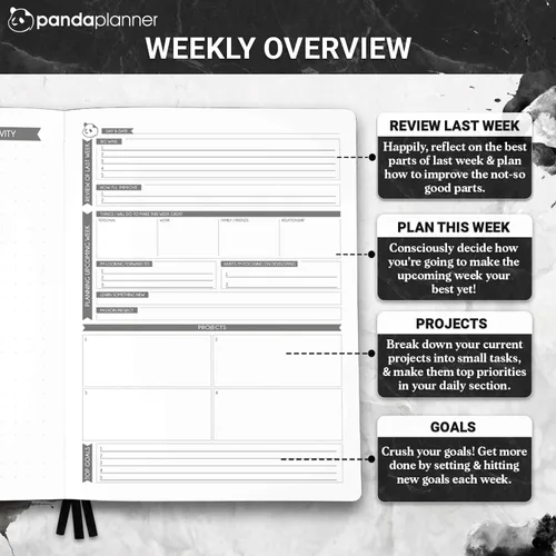 Miniatura 3 de Panda Planner Agenda semanal 2025-2026, sin fecha, para oficina, escuela y hogar, cuaderno organizador de cuero vegano suave de 8 x 11 pulgadas